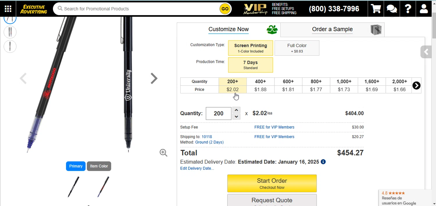Executive Advertising coupon code screenshot showing code EA2430CART applied at Executive Advertising checkout page. Uploaded by SimplyCodes community member RewardMonarch5847 on Jan 2, 2025