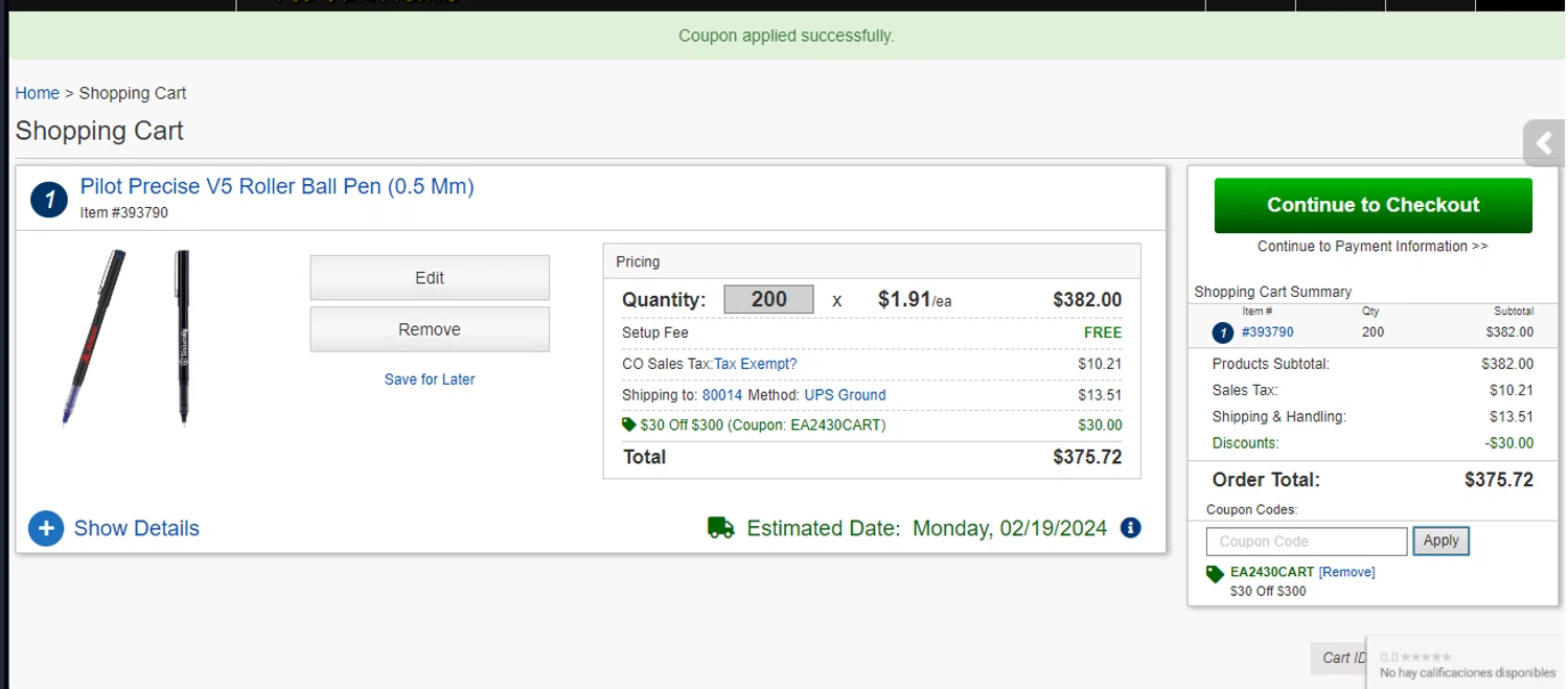 Executive Advertising checkout page showing Executive Advertising coupon code box | Screenshot taken by SimplyCodes community member on Feb 2, 2024