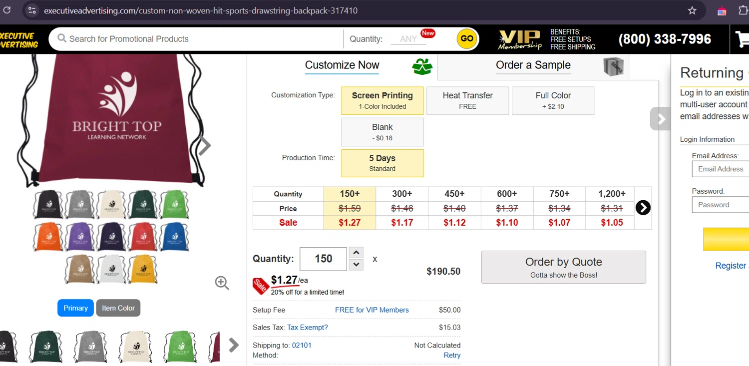 Executive Advertising coupon code screenshot showing code CUSTOMERLUV applied at Executive Advertising checkout page. Uploaded by SimplyCodes community member Coolemorestt on Mar 20, 2025