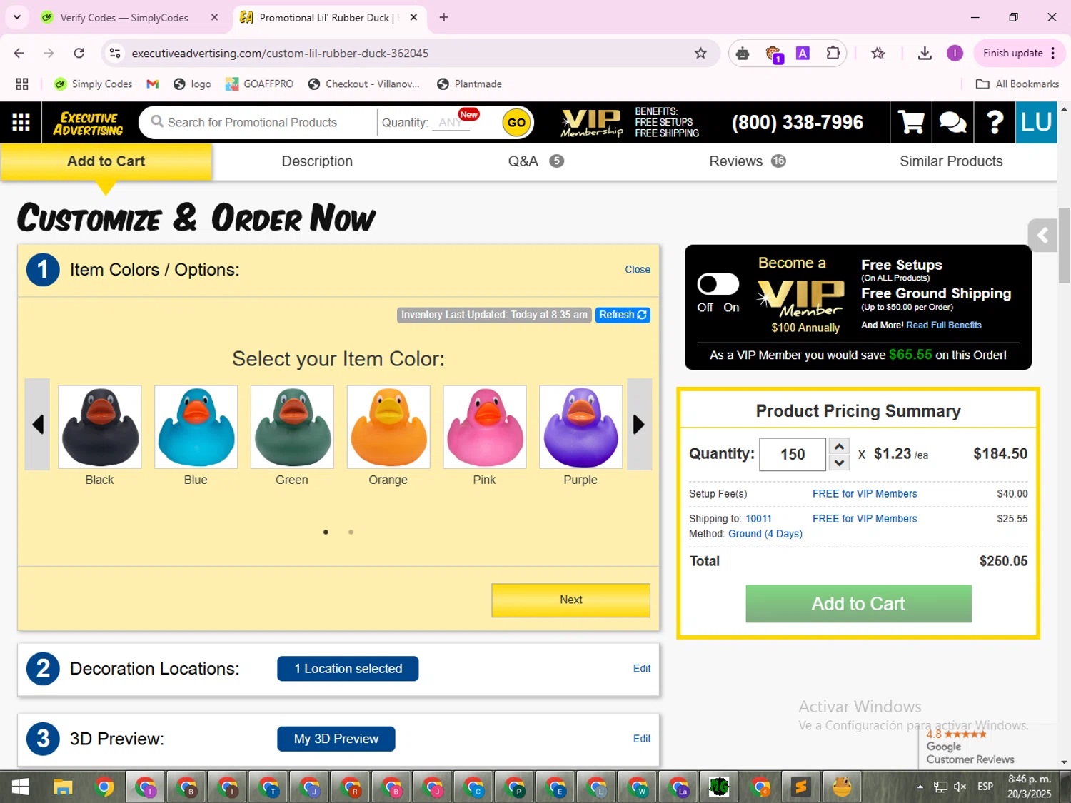 Executive Advertising coupon code screenshot showing code CUSTOMERLUV applied at Executive Advertising checkout page. Uploaded by SimplyCodes community member FrugalMaven5544 on Mar 21, 2025