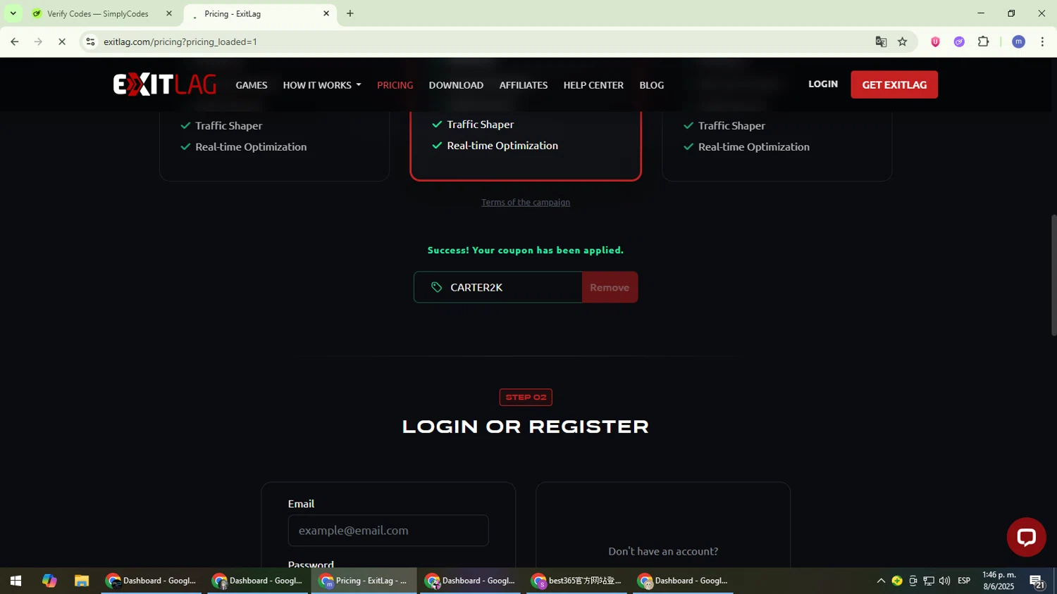 ExitLag discount code screenshot showing code CARTER2K applied at ExitLag checkout page. Uploaded by SimplyCodes community member QuestDefender2661 on Jun 8, 2025