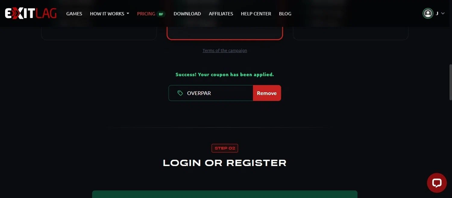 ExitLag discount code screenshot showing code OVERPAR applied at ExitLag checkout page. Uploaded by SimplyCodes community member ScanSpotter5552 on Nov 13, 2025