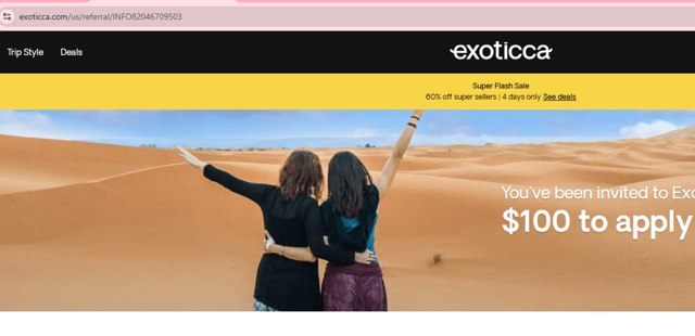 Exoticca checkout page showing Exoticca discount code box | Screenshot taken by SimplyCodes community member on Aug 29, 2025