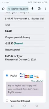 Prenatalrdn coupon verification screenshot