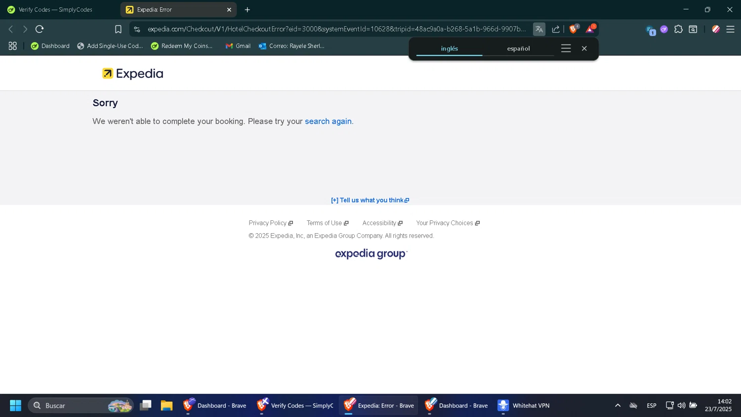 Expedia coupon code screenshot showing code FLORIDA applied at Expedia checkout page. Uploaded by SimplyCodes community member SmartWhiz6845 on Jul 23, 2025