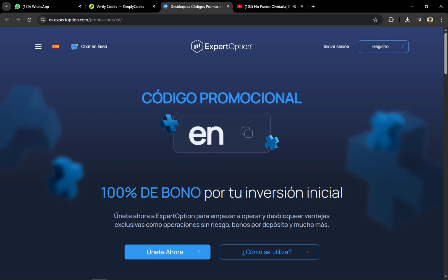 Expert Option promo code screenshot showing code en applied at Expert Option checkout page. Uploaded by SimplyCodes community member ELVERDEDESAMP on Sep 6, 2025