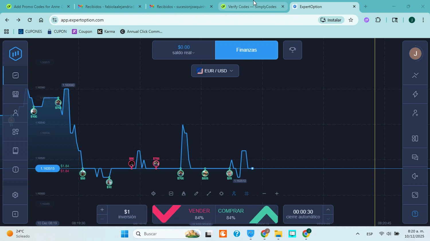 Expert Option promo code screenshot showing code es applied at Expert Option checkout page. Uploaded by SimplyCodes community member jorgejavierherrera on Dec 10, 2025