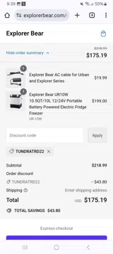 Tundratrd22 coupon verification screenshot