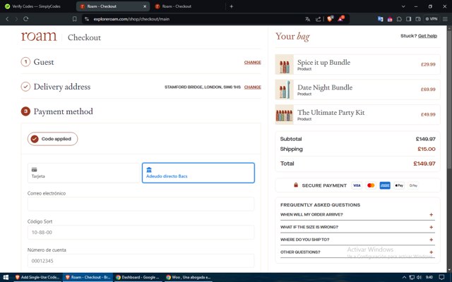 EXPLORE ROAM checkout page showing EXPLORE ROAM promo code box | Screenshot taken by SimplyCodes community member on Jul 27, 2024