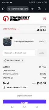 MUSCLEGAINS coupon verification screenshot