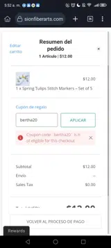 bertha20 coupon verification screenshot