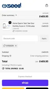ExSeed Health coupon verification screenshot