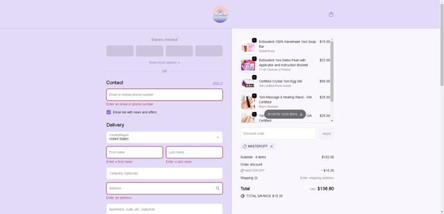 ExSoullent checkout page showing ExSoullent promo code box | Screenshot taken by SimplyCodes community member on Sep 26, 2025