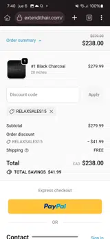 RELAXSALES15 coupon verification screenshot