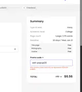 exit-popup20 coupon verification screenshot