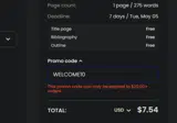 WELCOME10 coupon verification screenshot