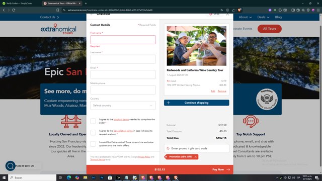 Extranomical checkout page showing Extranomical promo code box | Screenshot taken by SimplyCodes community member on Jul 31, 2025