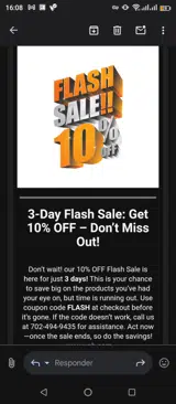 FLASH coupon verification screenshot