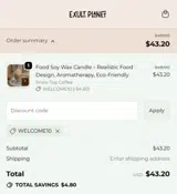 WELCOME10 coupon verification screenshot