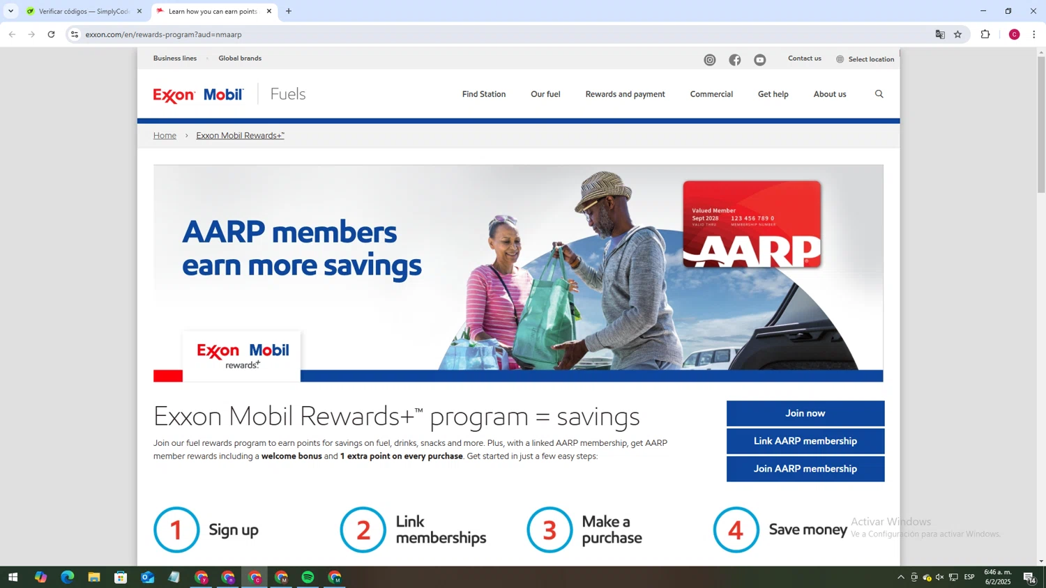 Exxon Mobil Rewards checkout page showing Exxon Mobil Rewards promo code box | Screenshot taken by SimplyCodes community member on Feb 6, 2025