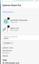 SUPE10 coupon verification screenshot