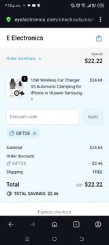 GIFT28 coupon verification screenshot