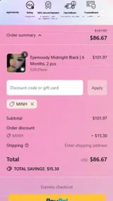 EyeMoody coupon verification screenshot