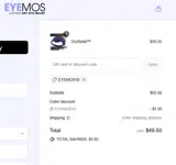 EYEMOS coupon verification screenshot