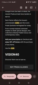 VISION40 coupon verification screenshot