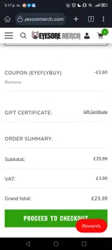 EYEFLYBUY coupon verification screenshot