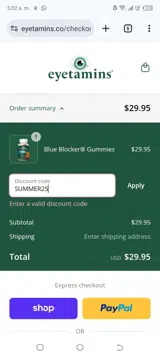 SUMMER25 coupon verification screenshot