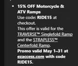 RIDE15 coupon verification screenshot