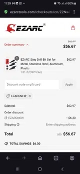 EZARC Tools coupon verification screenshot