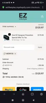 MERRY30 coupon verification screenshot