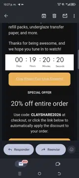 CLAYSHARE2026 coupon verification screenshot