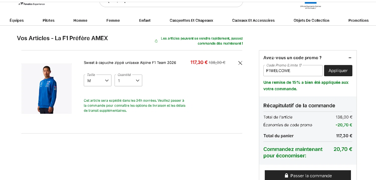 F1 TV checkout page showing F1 TV promo code box | Screenshot taken by SimplyCodes community member on Feb 1, 2026