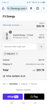 Emiliaf3 coupon verification screenshot