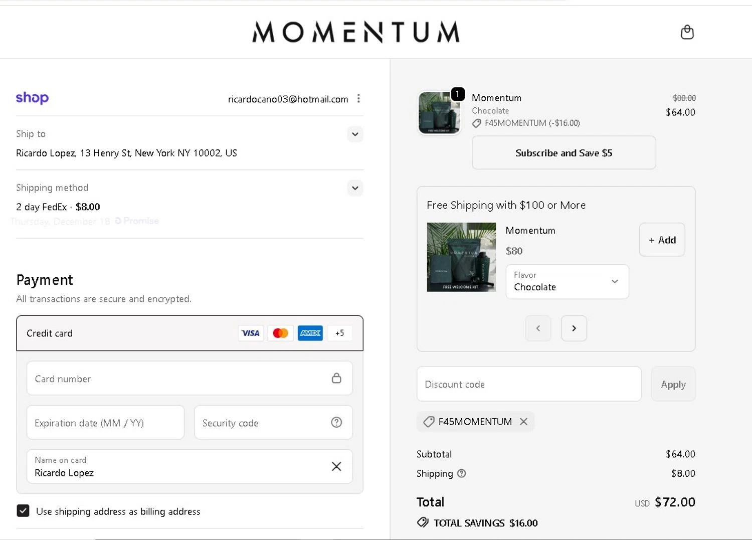 F45 Training promo code screenshot showing code F45MOMENTUM applied at F45 Training checkout page. Uploaded by SimplyCodes community member LAMINEJAMAL on Dec 14, 2025