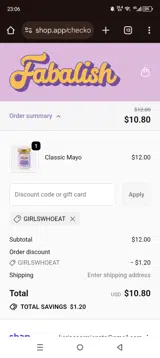 GIRLSWHOEAT coupon verification screenshot