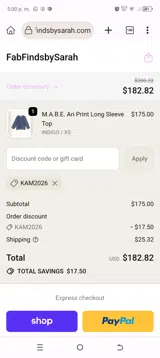 Fab Finds by Sarah coupon verification screenshot