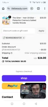 Fable Beauty coupon verification screenshot