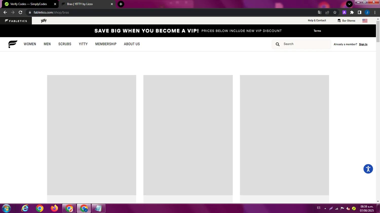 Fabletics promo code screenshot showing code REDEEMYOUROFFER applied at Fabletics checkout page. Uploaded by SimplyCodes community member ExtraordinaryPhoenix9295 on Aug 7, 2025