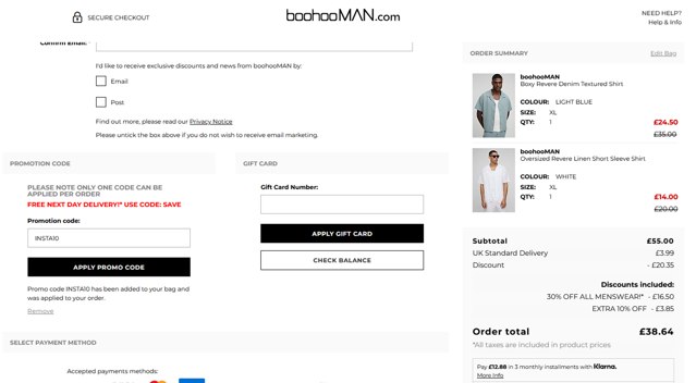 Fabricville checkout page showing Fabricville discount code box | Screenshot taken by SimplyCodes community member on Mar 10, 2025