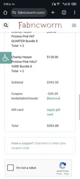 letsbefabricfriends coupon verification screenshot