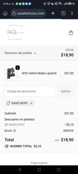 SAVE10OFF coupon verification screenshot