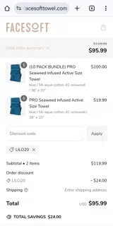 Lilo20 coupon verification screenshot
