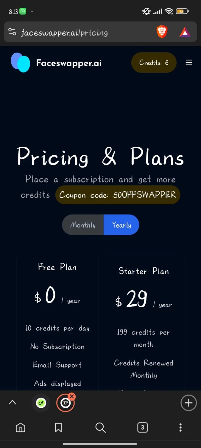 FaceSwapper checkout page showing FaceSwapper promo code box | Screenshot taken by SimplyCodes community member on May 20, 2024