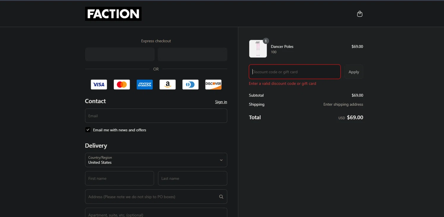 Faction Skis discount code screenshot showing code VIP15 applied at Faction Skis checkout page. Uploaded by SimplyCodes community member TreasureMaestro5413 on Sep 11, 2025