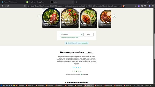 Factor75 checkout page showing Factor75 promo code box | Screenshot taken by SimplyCodes community member on Aug 26, 2025