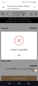 MOMFDJ coupon verification screenshot